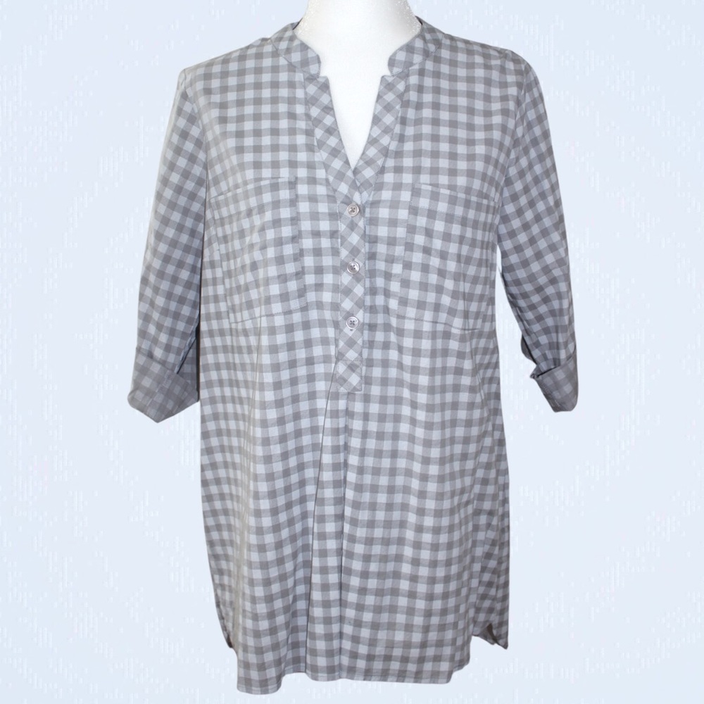 NWT SOFT SURROUNDINGS Gingham Tunic 3/4 Sleeve